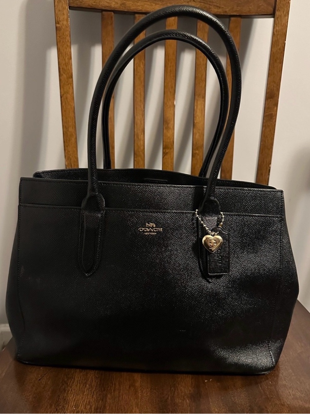 Coach 21218 Black Leather Tote Bailey carryall pebbled leather